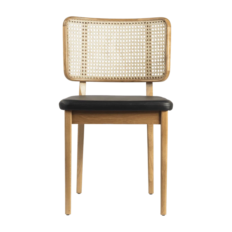Set de 2 chaises en chêne naturel et cuir noir Cannage - RED Edition