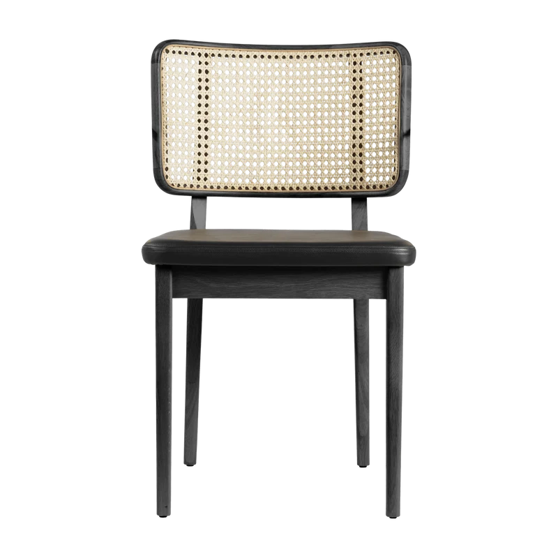 Set de 2 chaises en chêne teinté noir et cuir noir Cannage - RED Edition