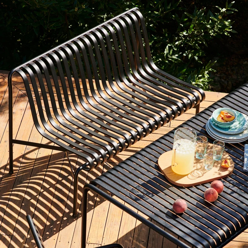 Banc de jardin sans accoudoirs en métal anthracite Palissade - HAY