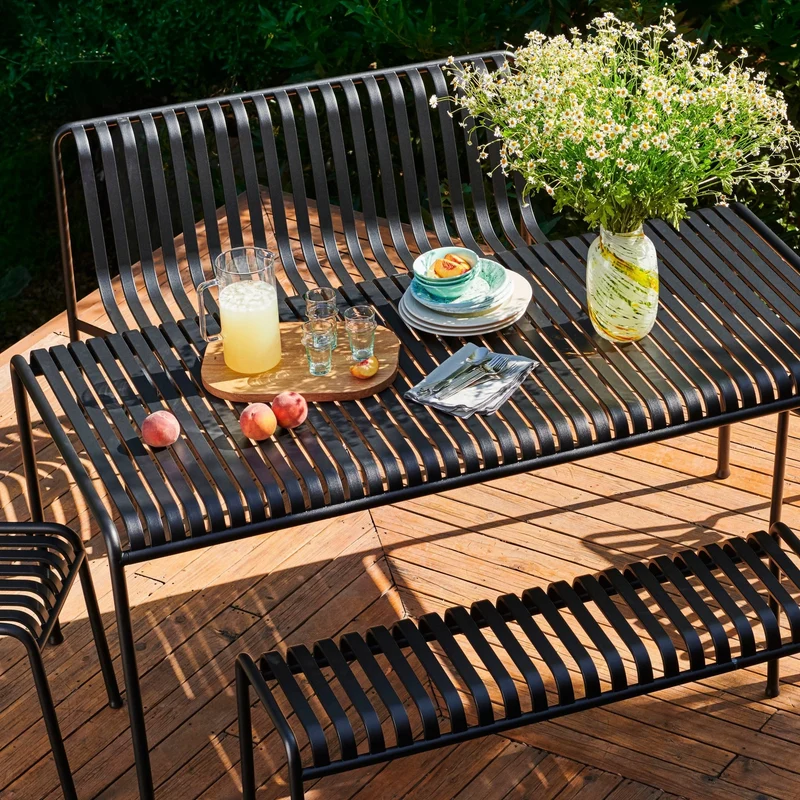Banc de jardin sans accoudoirs en métal anthracite Palissade - HAY