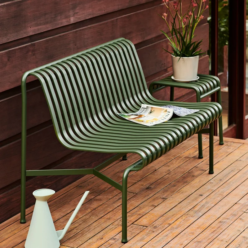 Banc de jardin sans accoudoirs en métal gris Palissade - HAY