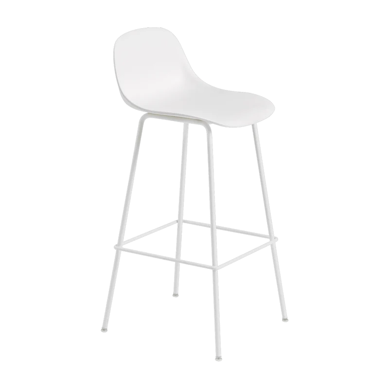 Chaise de bar 75 cm blanche piétement tubes Fiber - Muuto