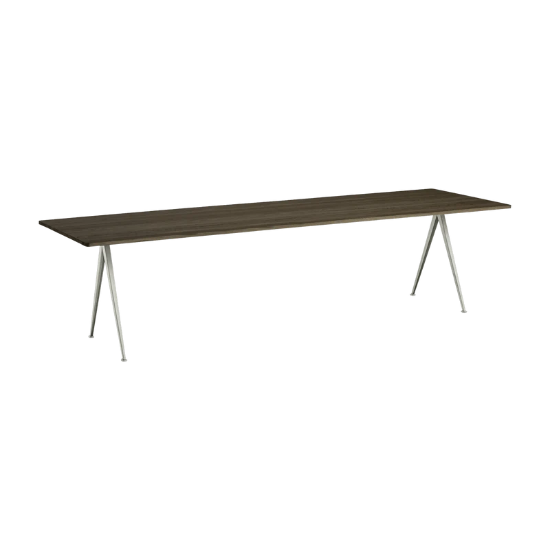 Table 300 cm en chêne solide fumé et acier beige Pyramid 02 - HAY