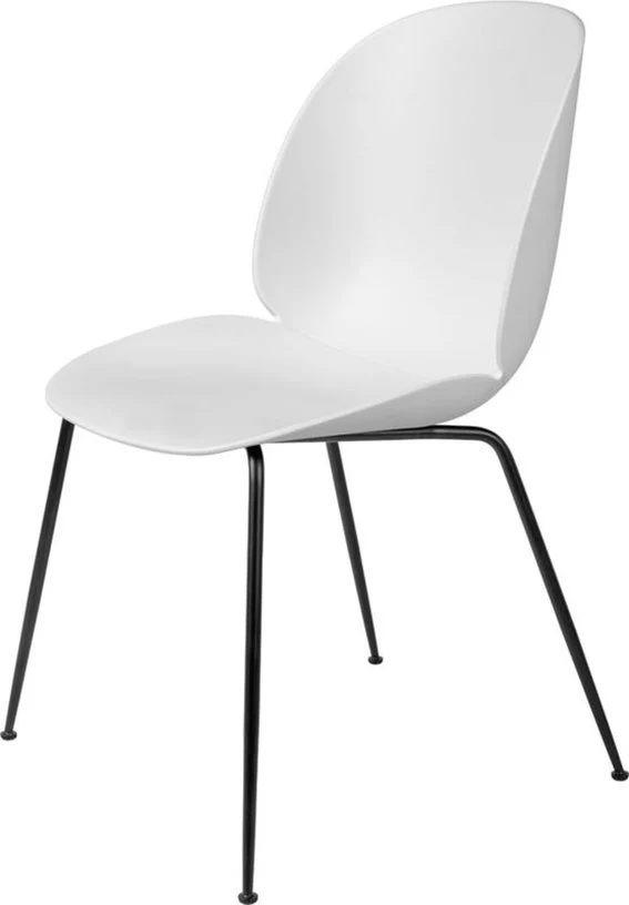 4 Chaises blanc Albâtre et piètement métal noir mat Beetle - Gubi
