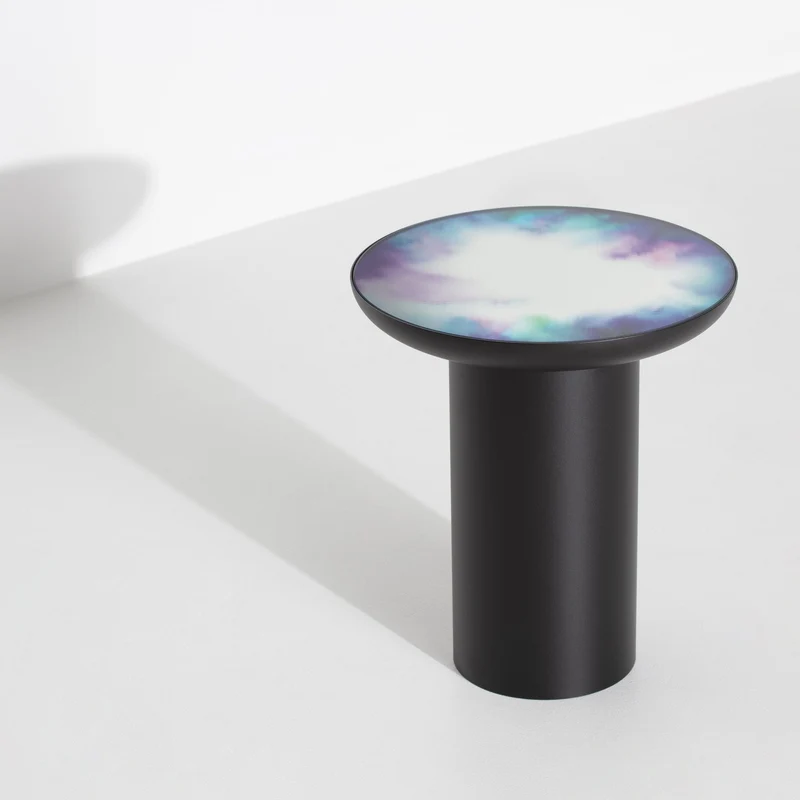 Table d'appoint ronde aquarelle bleu et violet 40 Francis - Petite Friture
