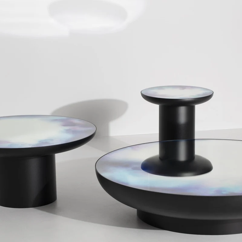 Table d'appoint ronde aquarelle bleu et violet 40 Francis - Petite Friture