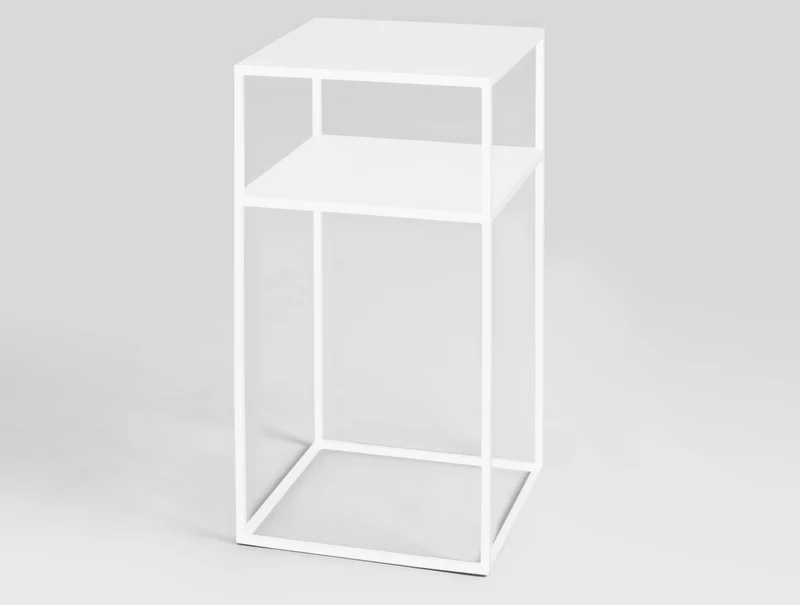 Table haute d'appoint à deux étages blanc en métal 30 x 60 cm Tensio 2 - Custom Form