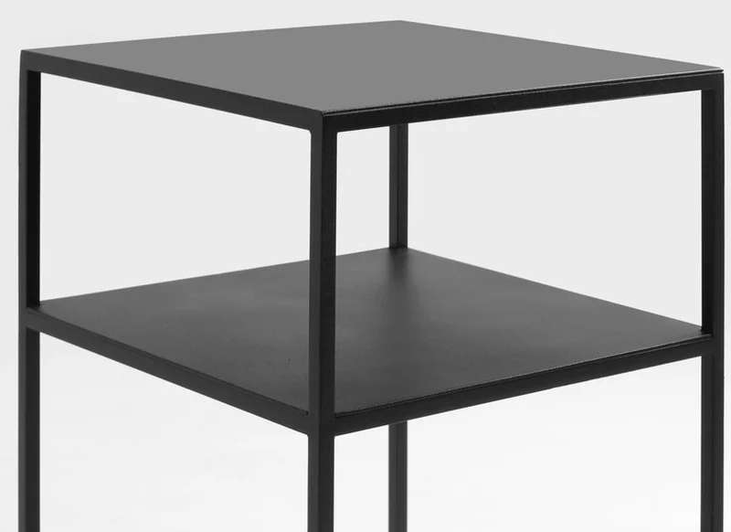 Table d'appoint rectangulaire à deux étages noir en métal Tensio 2 - Custom Form