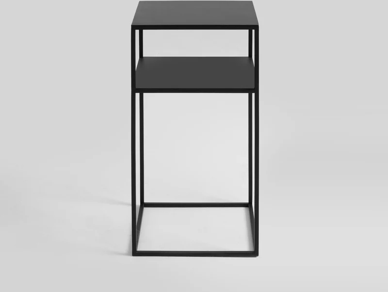 Table d'appoint rectangulaire à deux étages noir en métal Tensio 2 - Custom Form