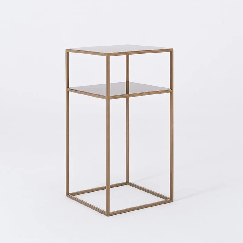 Table d'appoint carrée à deux étages gold en métal 30 x 60 cm Tensio 2 - Custom Form