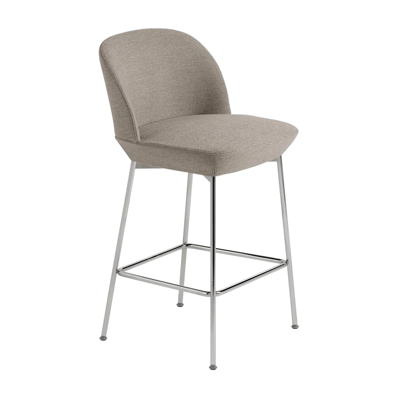 Chaise de bar 65 cm gris beige et pieds chrome Oslo - Muuto