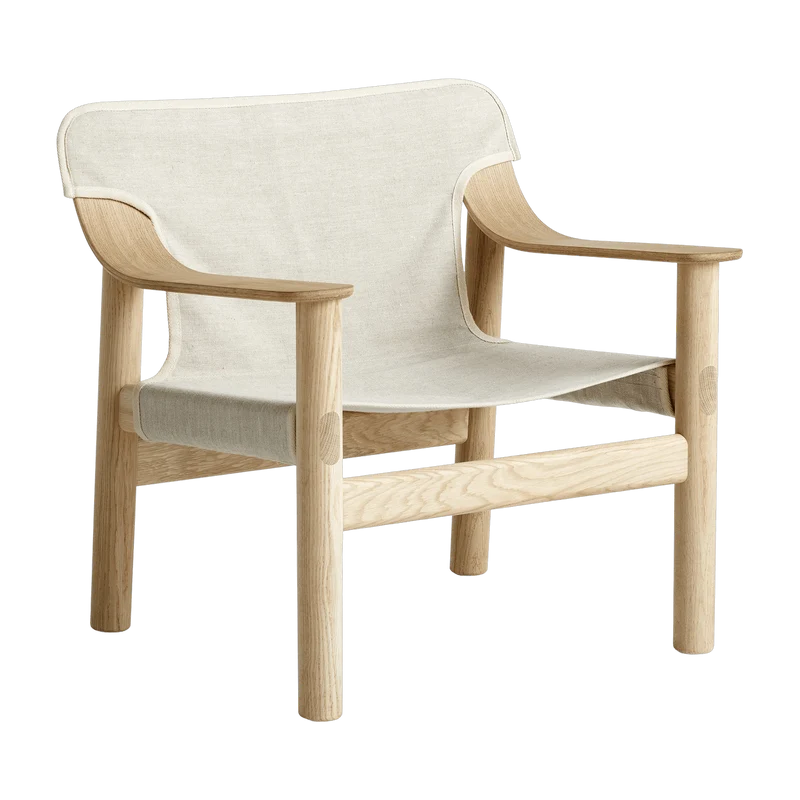 Fauteuil en chêne avec housse en toile écru Bernard - HAY