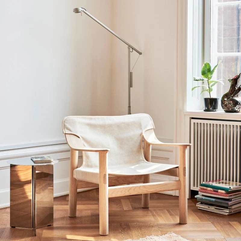 Fauteuil en chêne avec housse en toile écru Bernard - HAY