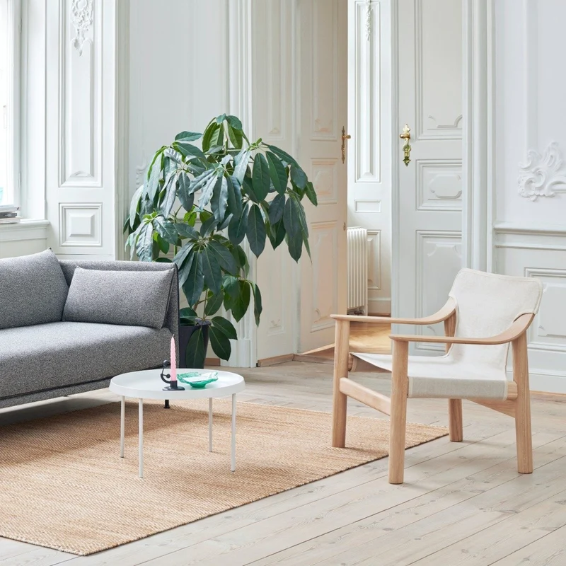 Fauteuil en chêne avec housse en toile écru Bernard - HAY