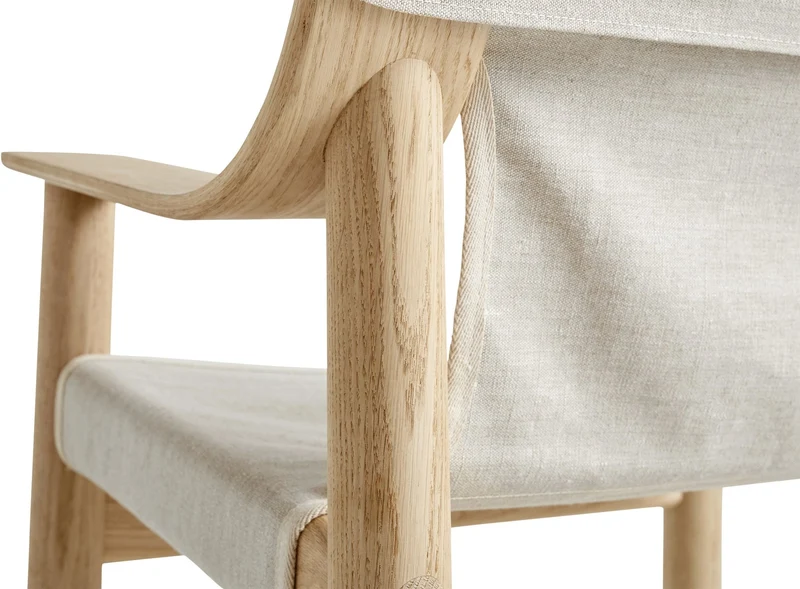 Fauteuil en chêne avec housse en toile écru Bernard - HAY