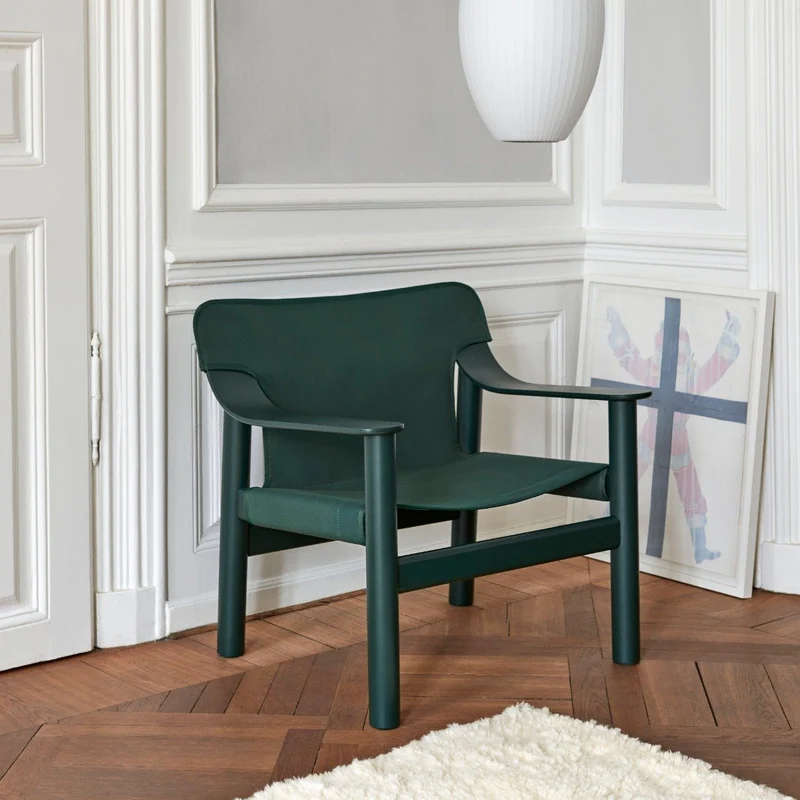Fauteuil en hêtre avec housse en toile verte Bernard - HAY