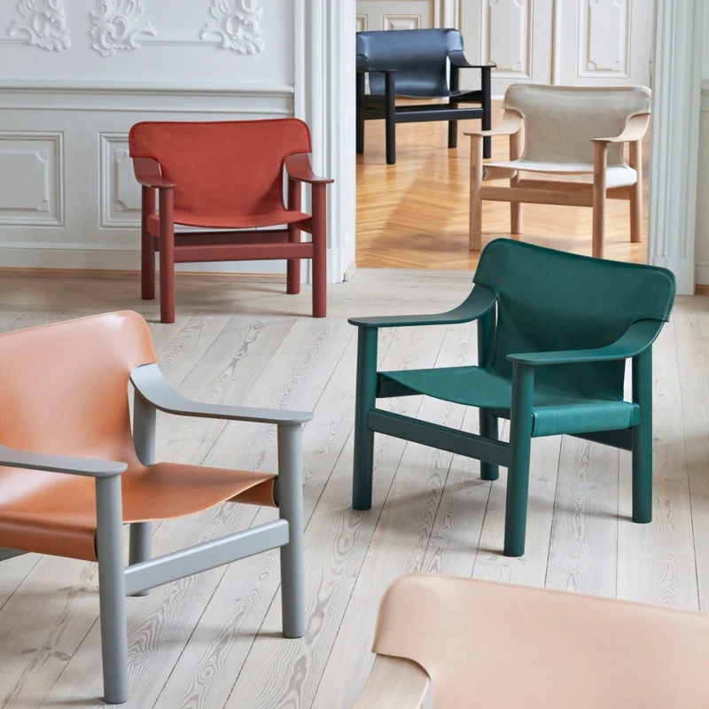 Fauteuil en hêtre avec housse en toile verte Bernard - HAY