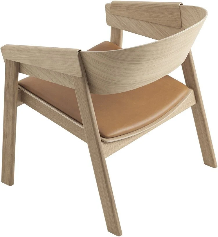 Fauteuil Lounge en chêne et assise cuir cognac Cover - Muuto