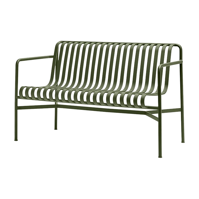 Banc de jardin avec accoudoirs en métal olive Palissade - HAY