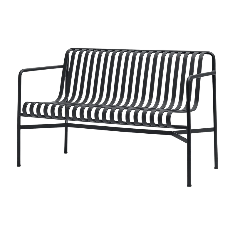 Banc de jardin avec accoudoirs en métal anthracite Palissade - HAY