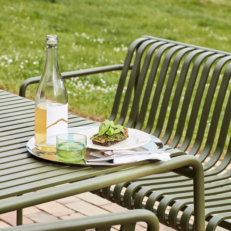 Banc de jardin avec accoudoirs en métal anthracite Palissade - HAY