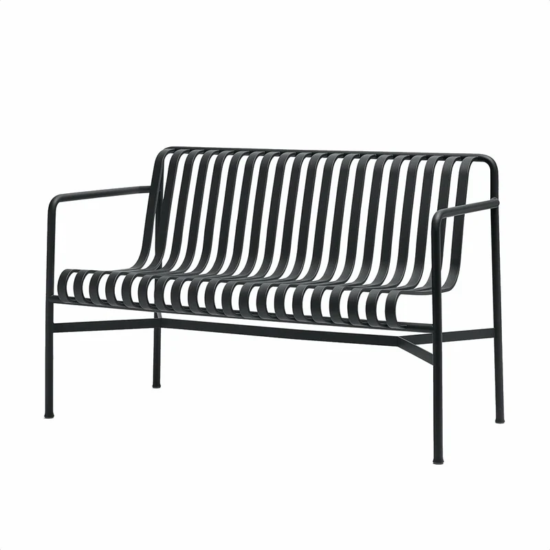 Banc de jardin avec accoudoirs en métal anthracite Palissade - HAY