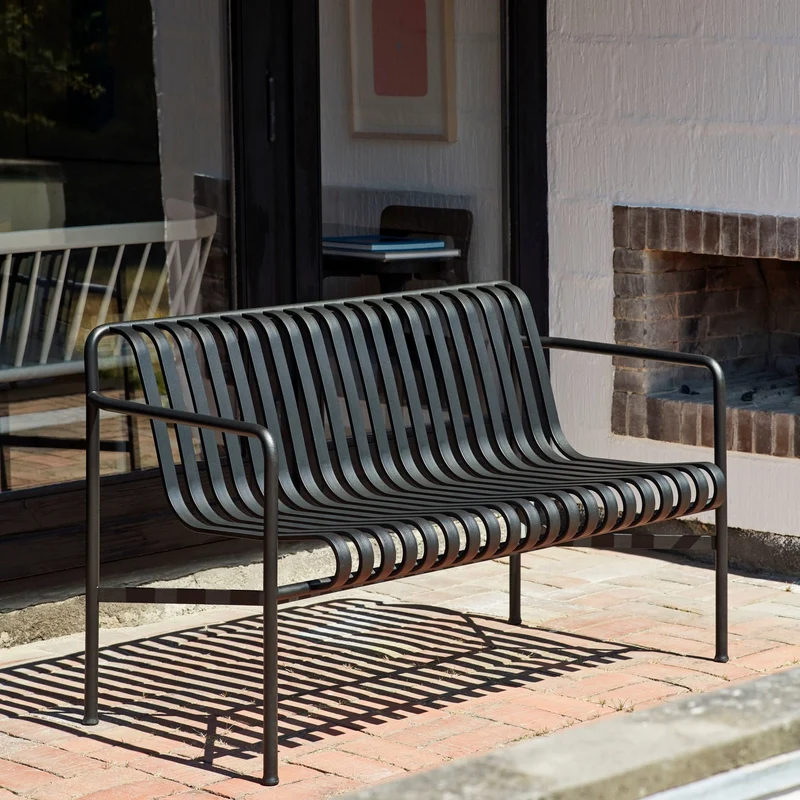 Banc de jardin avec accoudoirs en métal gris Palissade - HAY