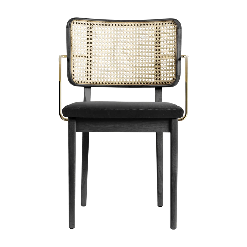 2 Chaises noires avec accoudoirs en chêne teinté Cannage - RED Edition