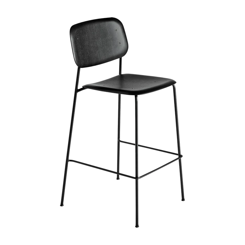 Tabouret de bar en chêne noir et acier High Soft Edge 95 - HAY