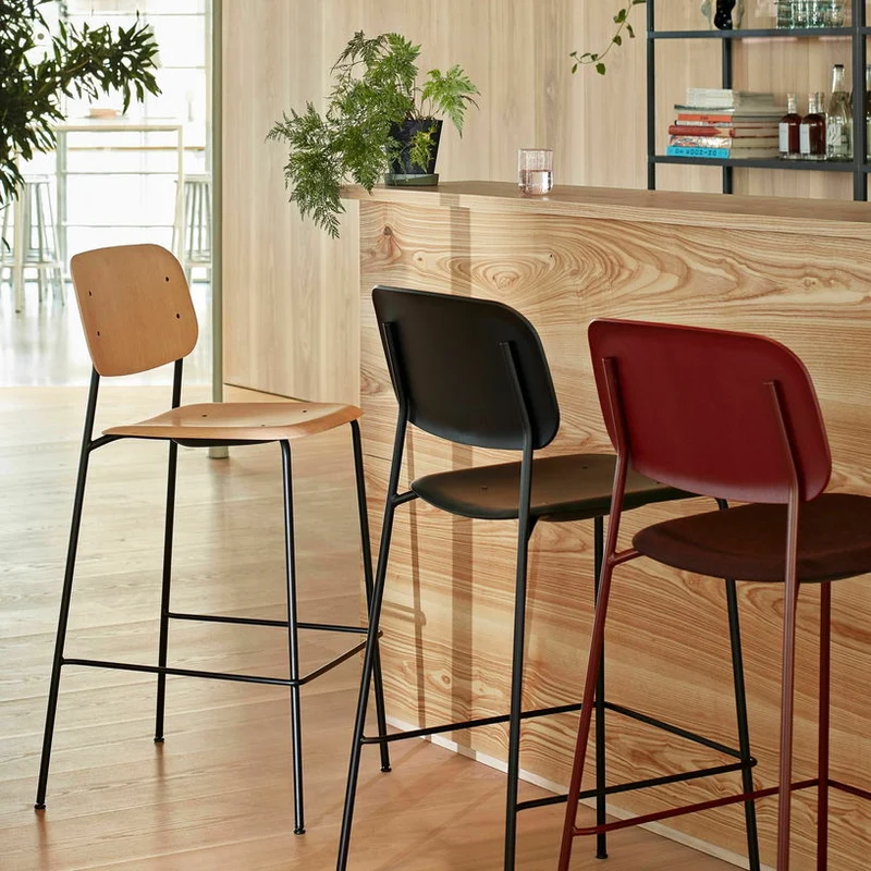Tabouret de bar en chêne noir et acier High Soft Edge 95 - HAY