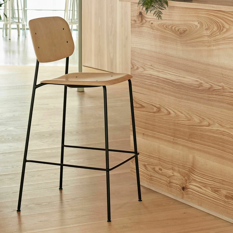 Tabouret de bar en chêne noir et acier High Soft Edge 95 - HAY