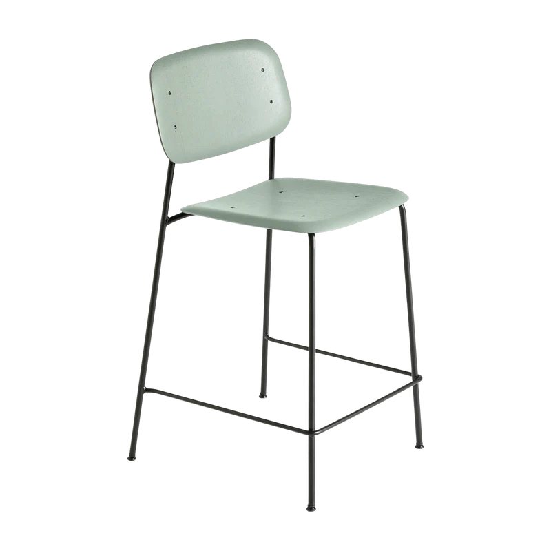 Chaise de bar en chêne vert et acier Soft Edge 90 - HAY