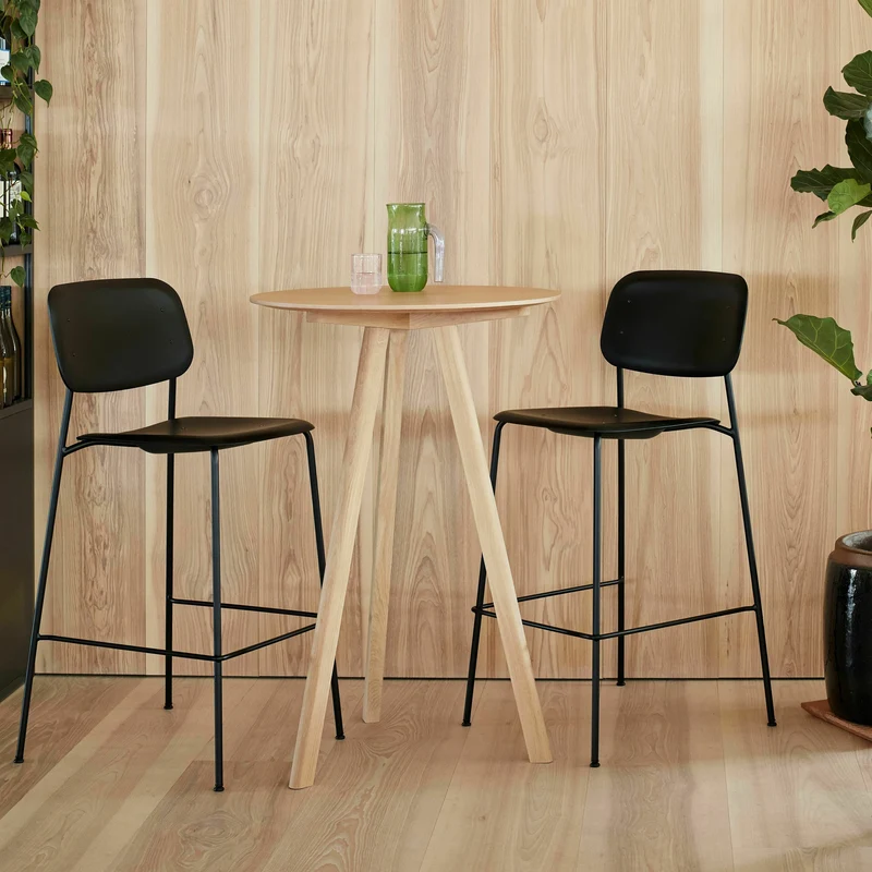 Chaise de bar en chêne vert et acier Soft Edge 90 - HAY