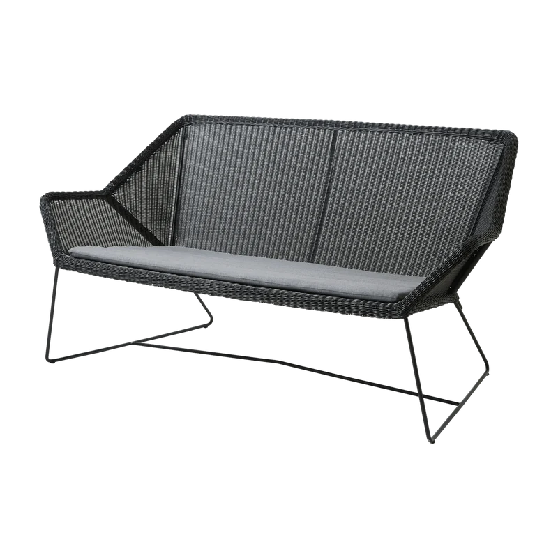 Canapé noir avec coussin d'assise gris Breeze - Cane-Line