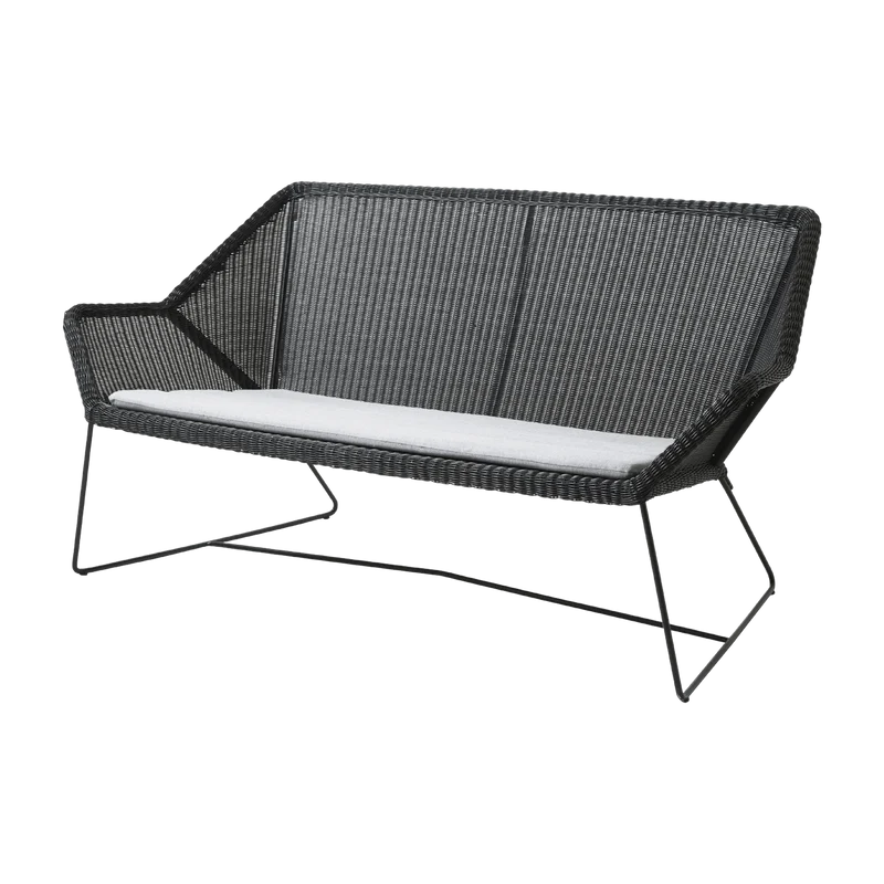 Canapé noir avec coussin d'assise écru Breeze - Cane-Line