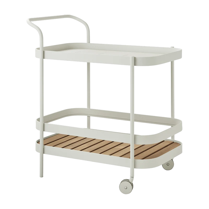Chariot de bar en aluminium blanc Roll - Cane-Line
