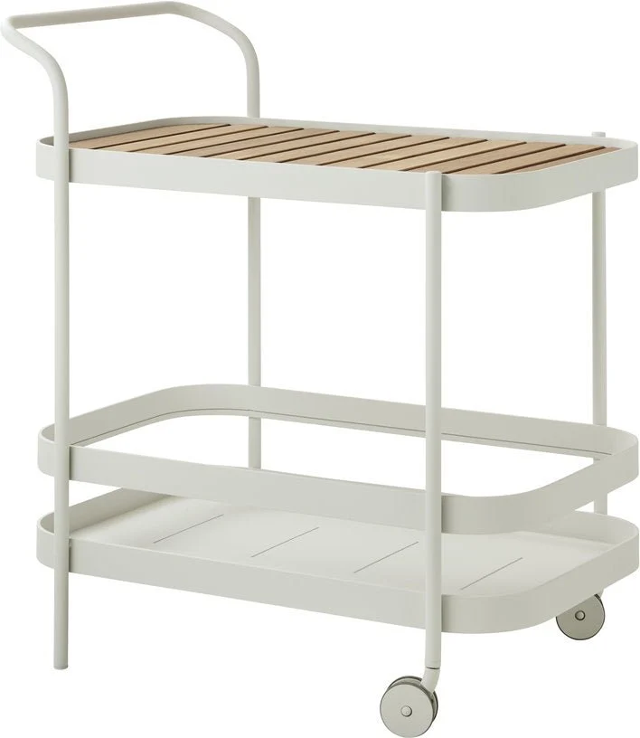 Chariot de bar en aluminium blanc Roll - Cane-Line