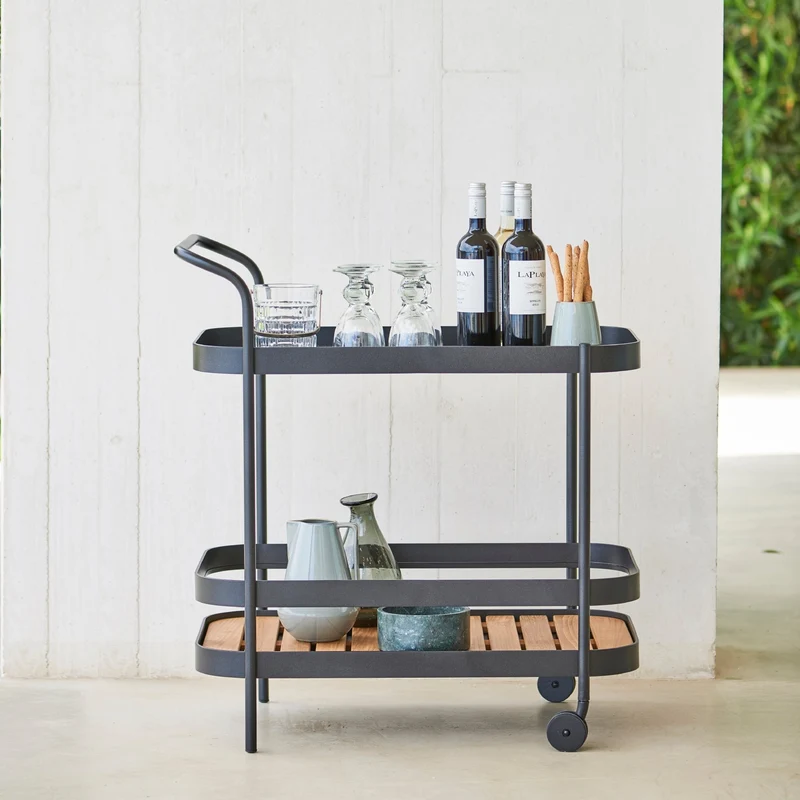 Chariot de bar en aluminium blanc Roll - Cane-Line