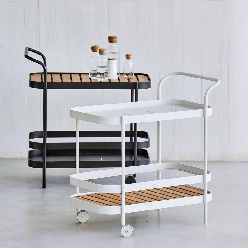 Chariot de bar en aluminium blanc Roll - Cane-Line
