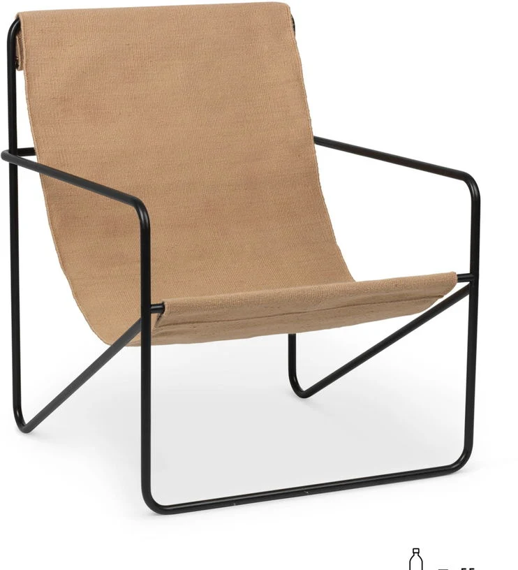 Fauteuil en métal noir et tissu recyclé sable 63 x 77 cm Desert - Ferm Living