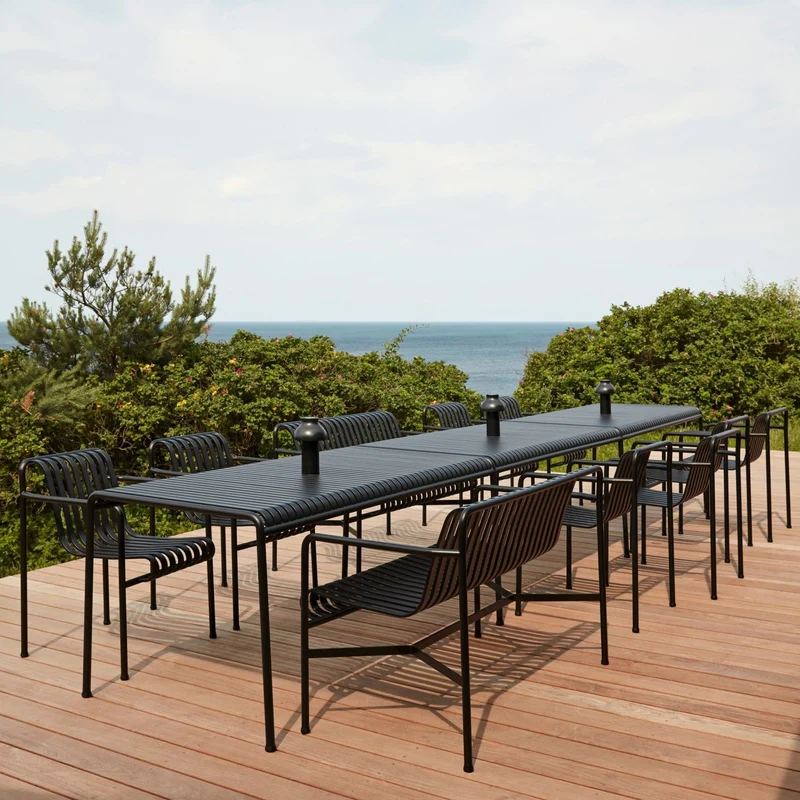 Table à manger d'extérieur en métal anthracite 170x90cm Palissade - HAY