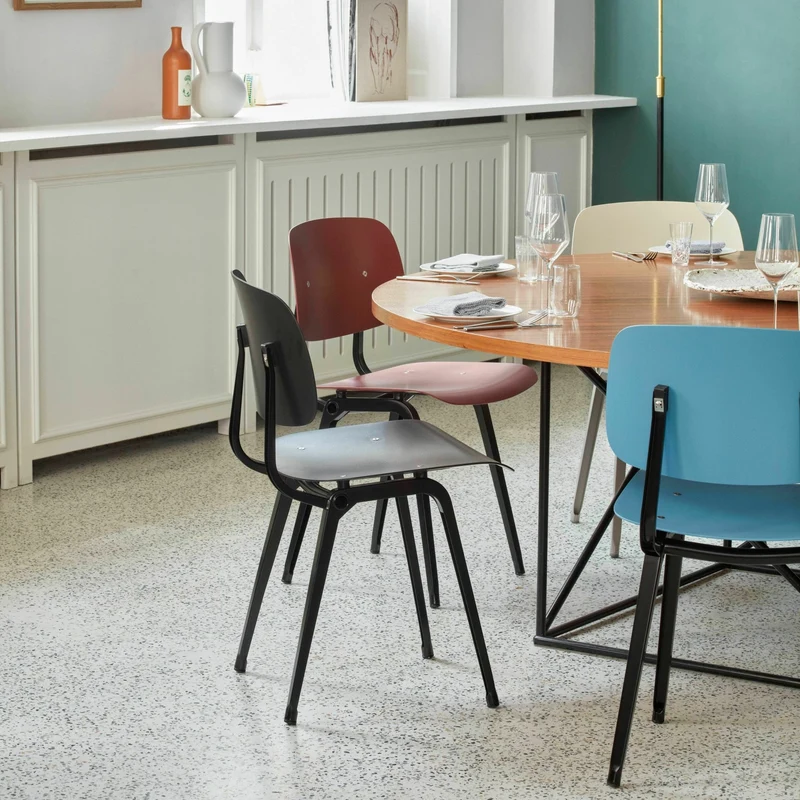 Chaise en acier beige et assose grise Revolt - HAY