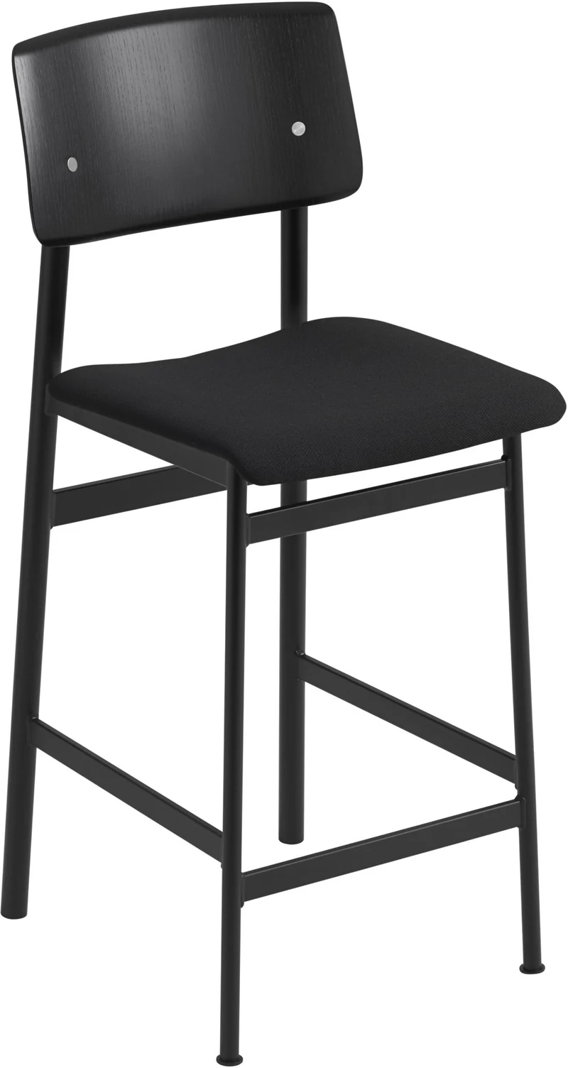 Chaise de bar en chêne noir et assise noire 65 cm Loft - Muuto