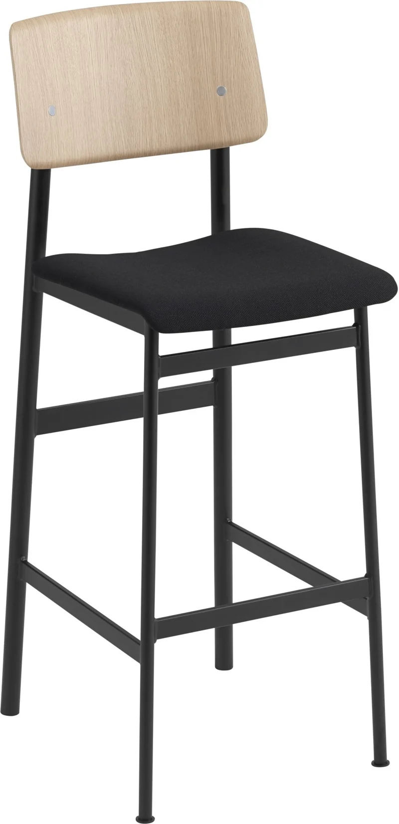 Chaise de bar en chêne et assise noire 75 cm Loft - Muuto