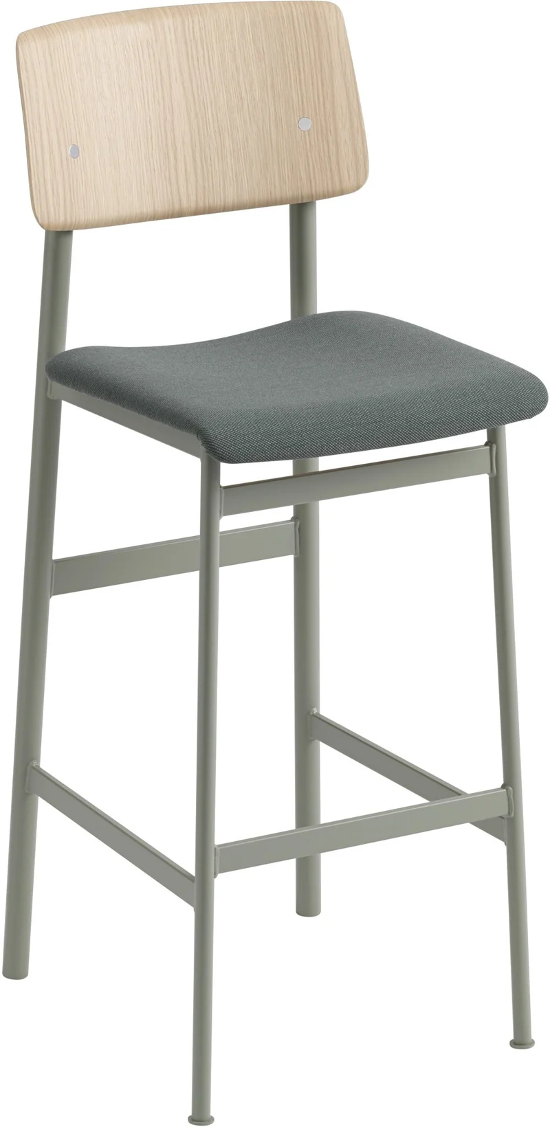 Chaise de bar en chêne et assise verte 75 cm Loft - Muuto
