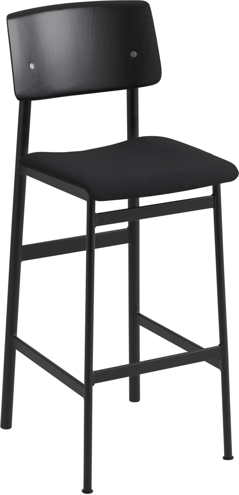 Chaise de bar en chêne noir et assise noire 75 cm Loft - Muuto