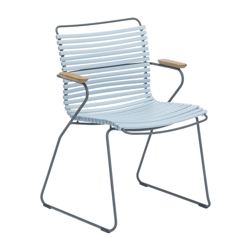 Chaise en métal et plastique bleu clair avec accoudoirs CLICK - Houe