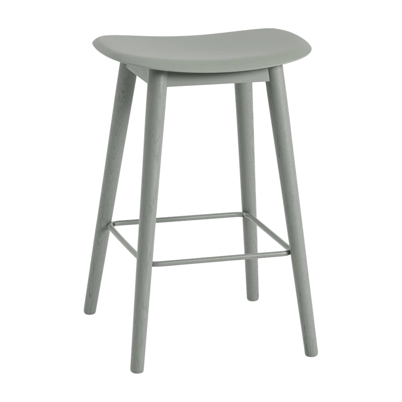 Tabouret de bar 65 cm vert piétement chêne Fiber - Muuto