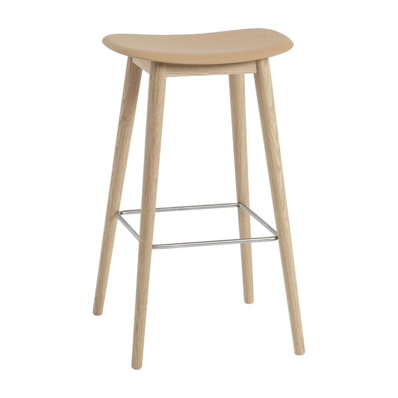 Tabouret de bar 75cm ocre piétement en chêne naturel Fiber - Muuto