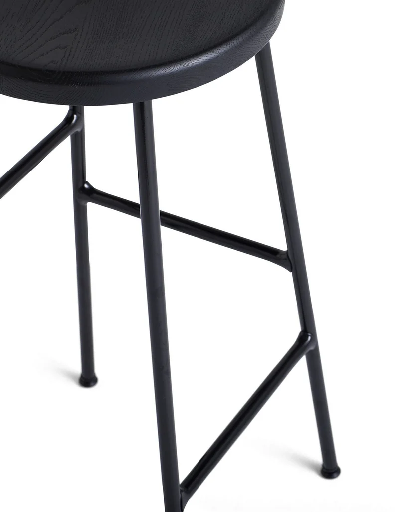 Tabouret de bar en métal et bois noir 65 cm Cornet - HAY